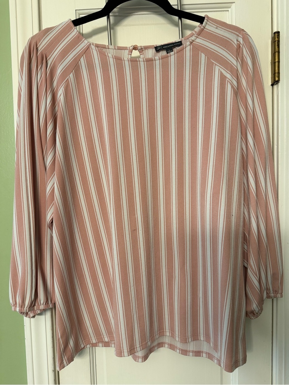Adrianna Papell Rose Pink and White Striped Blouse